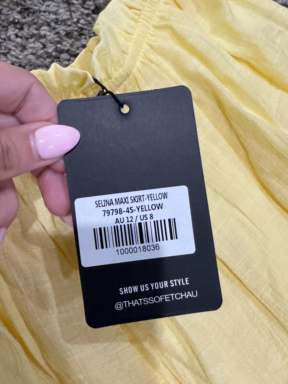 That’s So Fetch Selina Yellow Crop Top & Maxi Skirt Set NWT US 8 - Picture 3 of 4